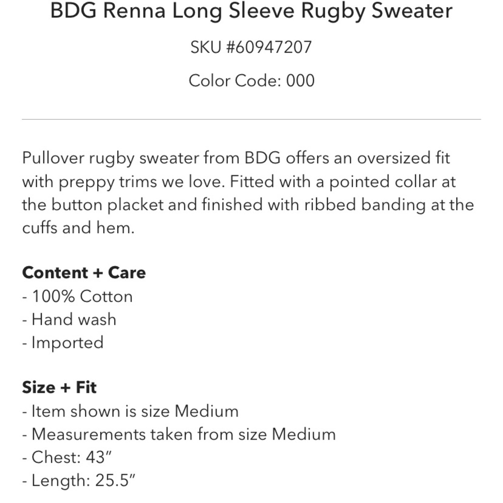 BDG Rena Long Sleeve Rugby Sweater - Picture 4 of 4